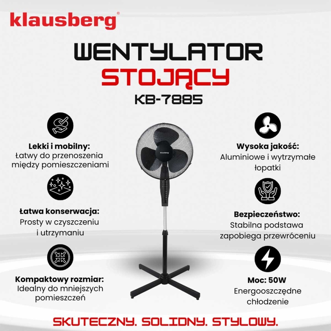 WENTYLATOR WIATRAK PODŁOGOWY Z PILOTEM KLAUSBERG KB-7885